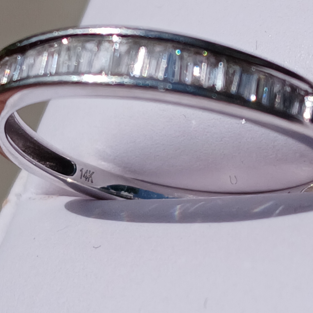 14K White Gold Channel Set Baguette Diamond Ring - Picture 7 of 12